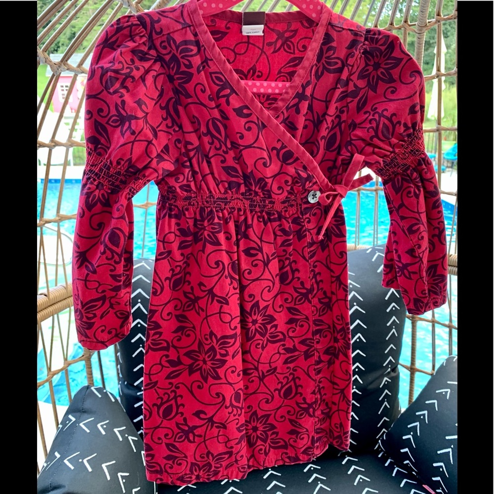 TEA COLLECTION WRAP DRESS BELL SLEEVES RED FLORAL KIMONO JAPANESE TUNIC TOP 2 2T